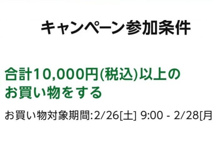 2202 Amazon タイムセール祭り キャンペーン １万円 条件